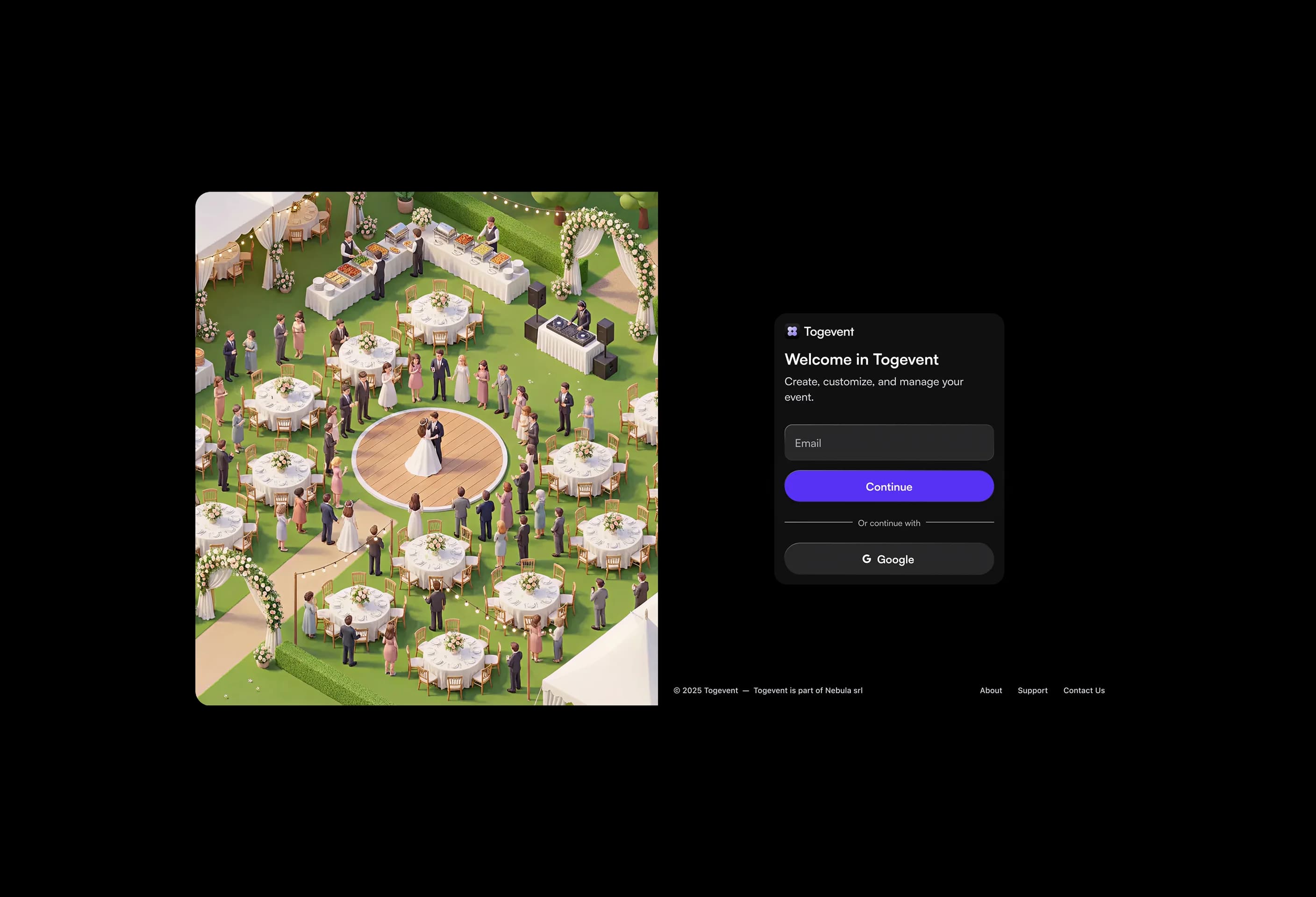 Togevent desktop screens