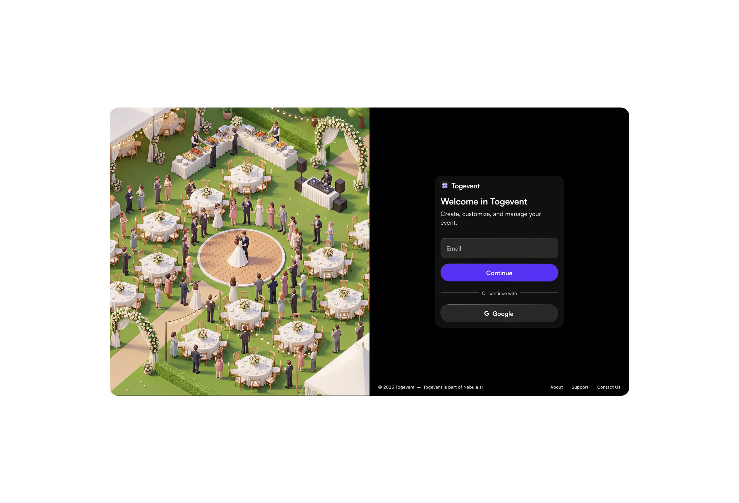Togevent desktop screens